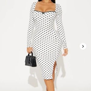 Fashion Nova Black and White Polka Dot Maxi Dress